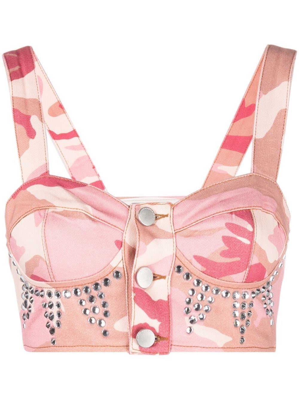 Pink crystal embellished bustier top women ALESSANDRA RICH